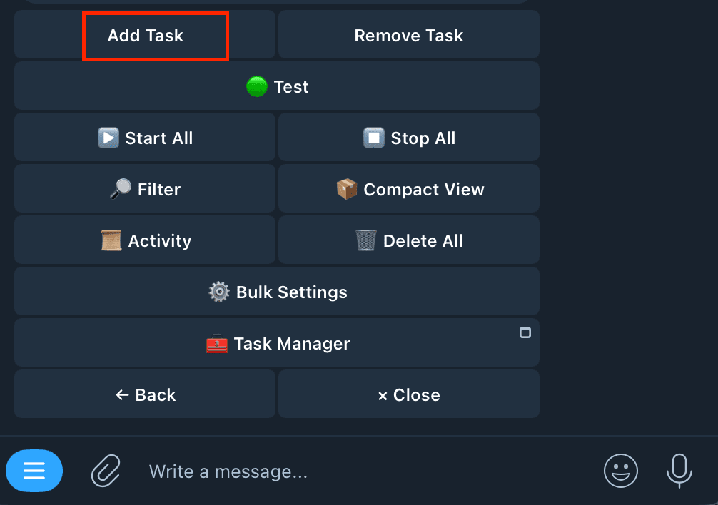 The Add Task button inside Kreo's Copy Trade menu