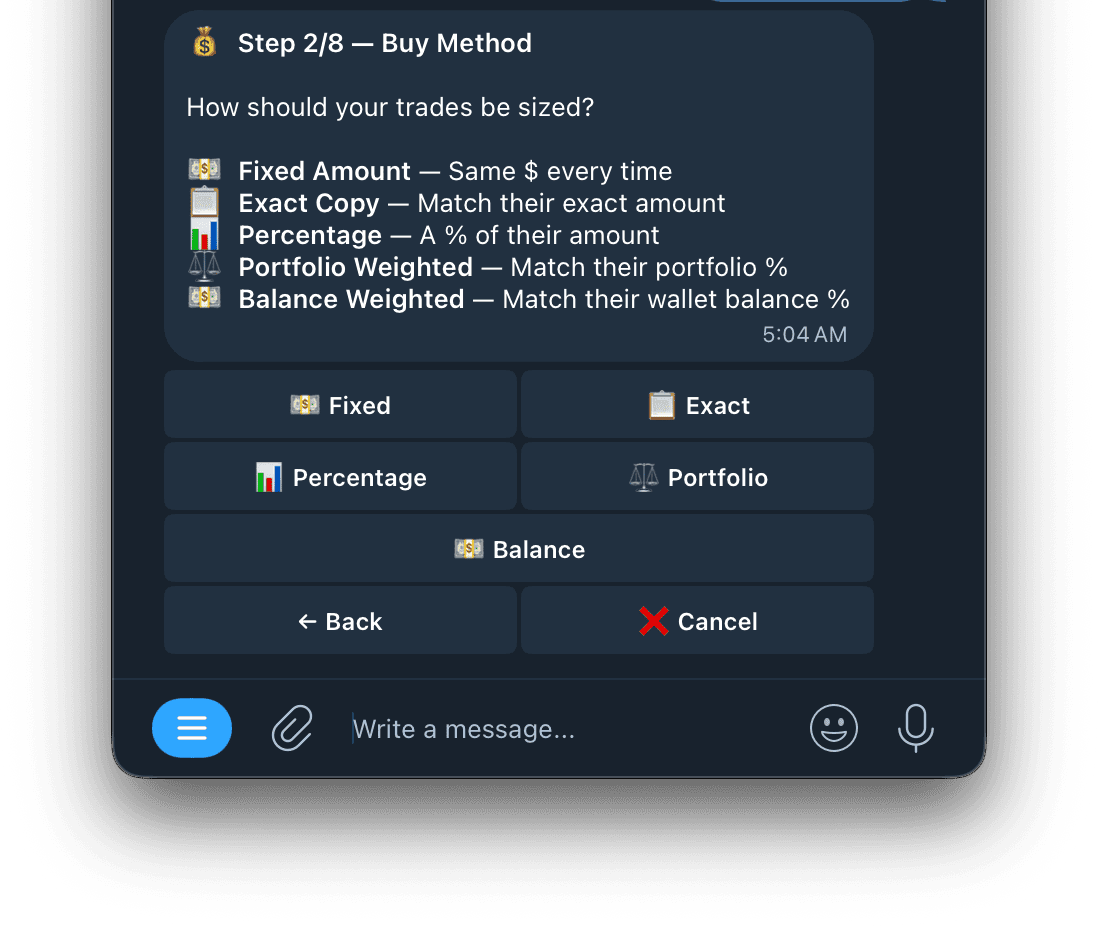 Choosing a Buy Method in Kreo: Fixed, Exact, Percentage, Portfolio, or Balance