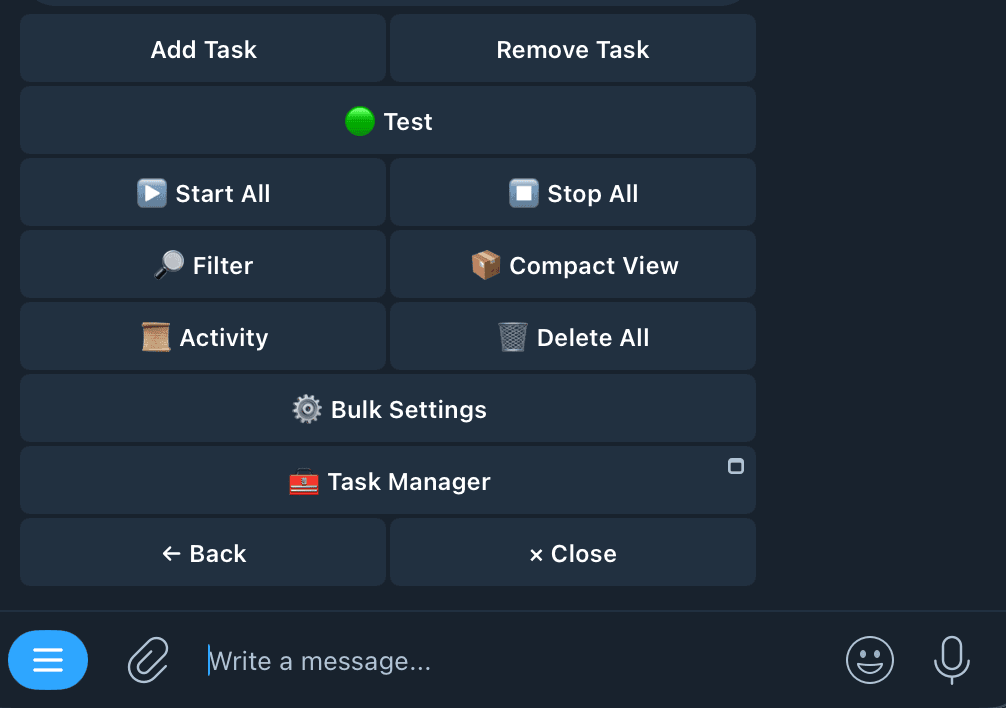 Kreo's Copy Trade menu, showing the Task Manager option