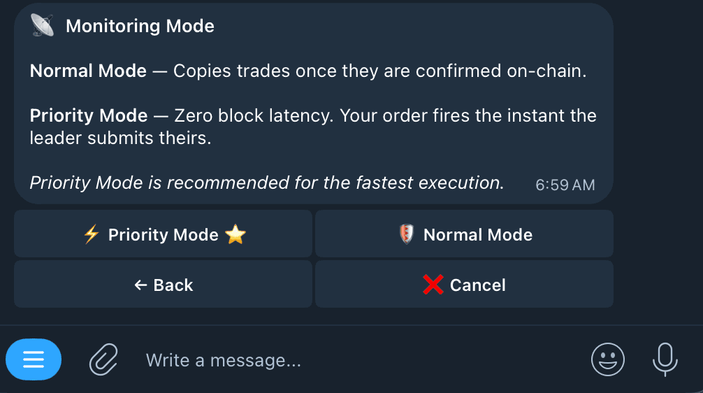 Choosing Monitoring Mode in Kreo: Normal or Priority